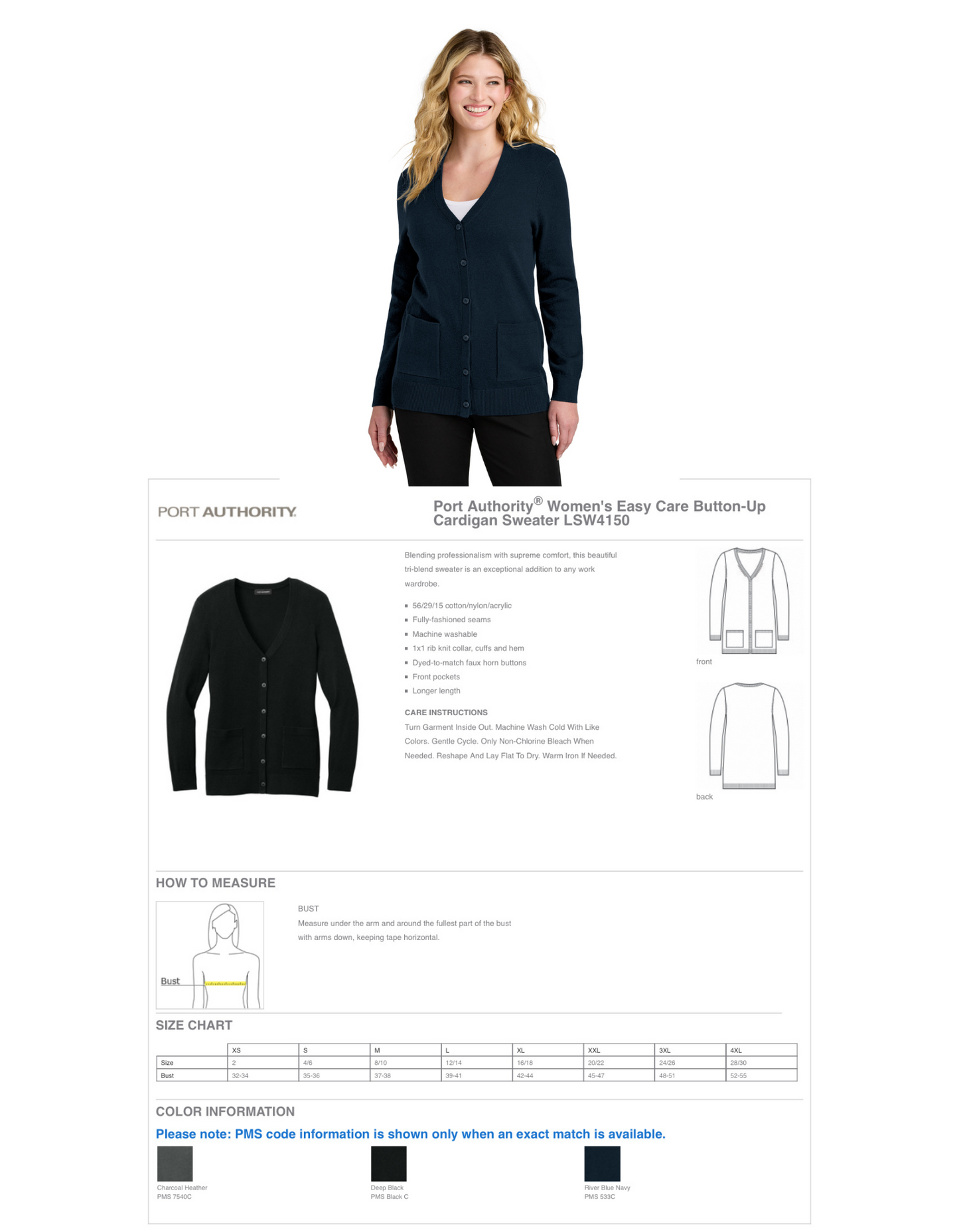 ICS FACULTY / EMBROIDERED FEMALE BUTTON UP CARDIGAN / PORT AUTHORITY