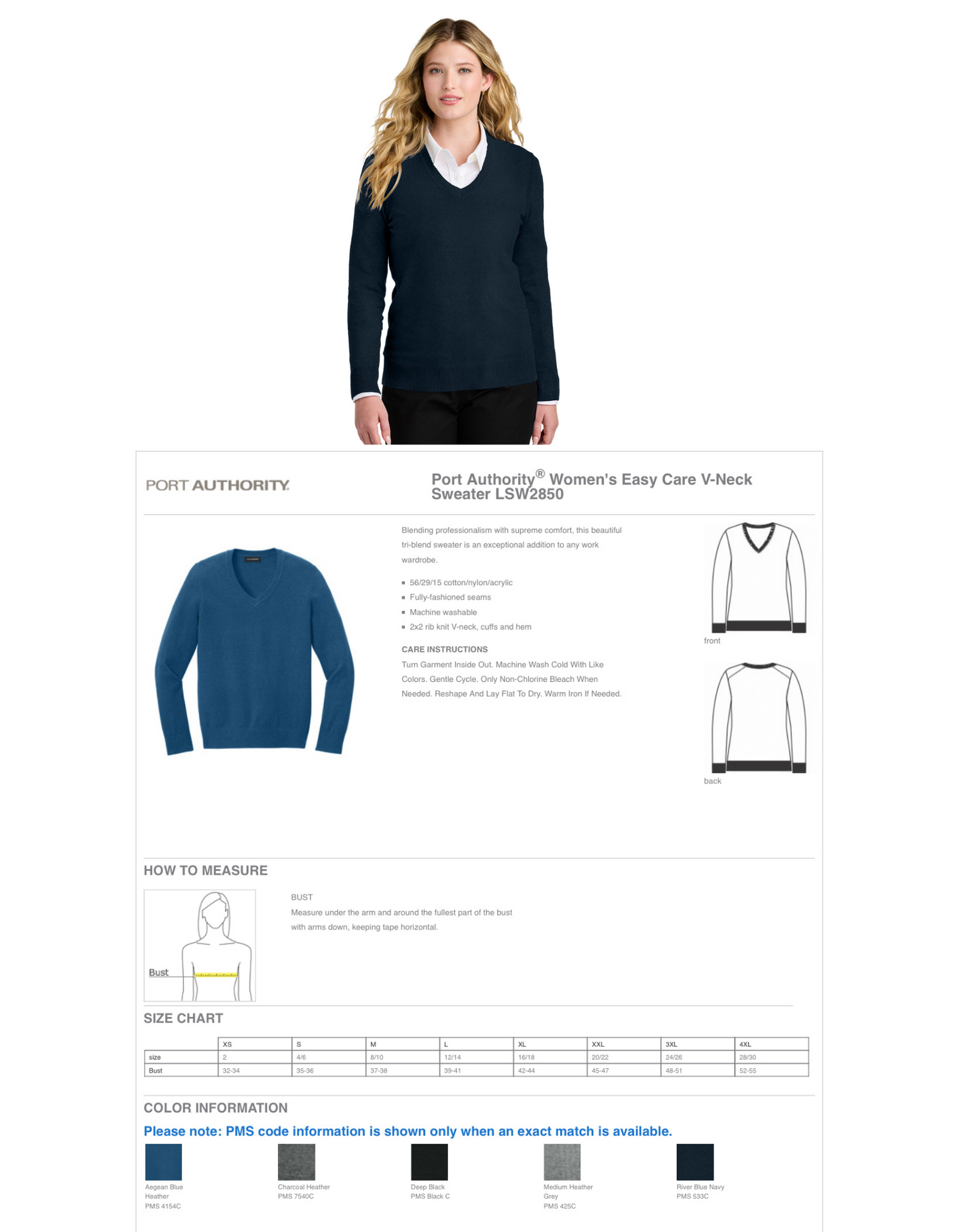 ICS FACULTY / FEMALE EMBROIDERED VNECK PULLOVER CARDIGAN / PORT AUTHORITY