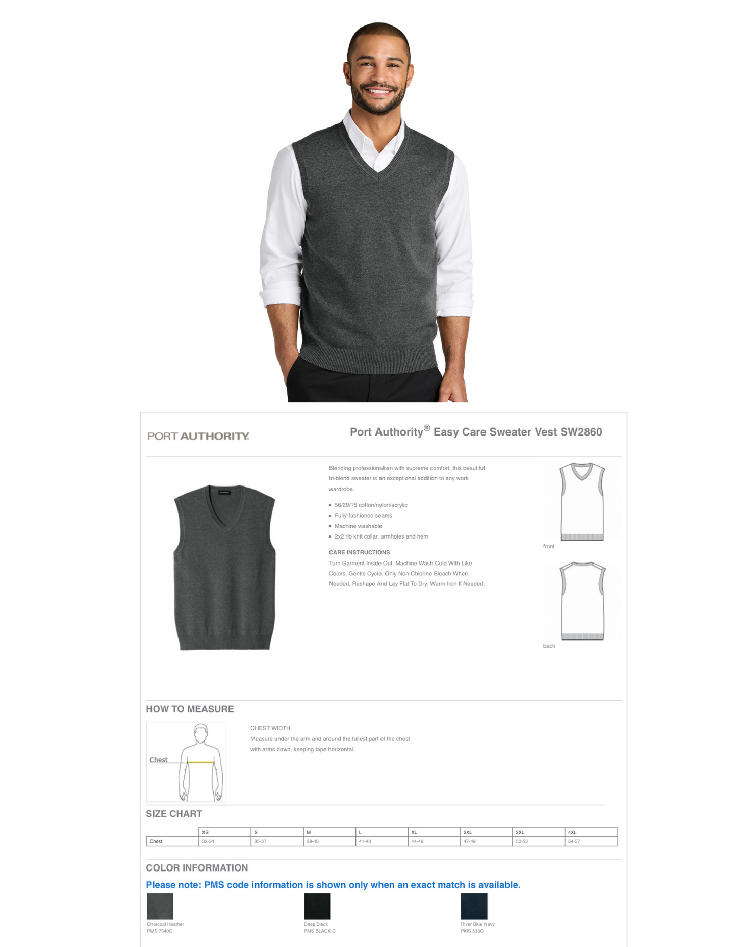 ICS FACULTY / UNISEX EMBROIDERED VNECK PULLOVER SWEATER VEST / PORT AUTHORITY