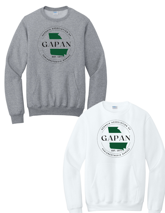 ADULT UNISEX PORT & COMPANY CREWNECK SWEATSHIRT WITH POCKET / GAPAN