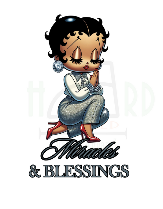 BETTY BOOP MIRACLES & BLESSINGS / SILVER & BLACK FONT