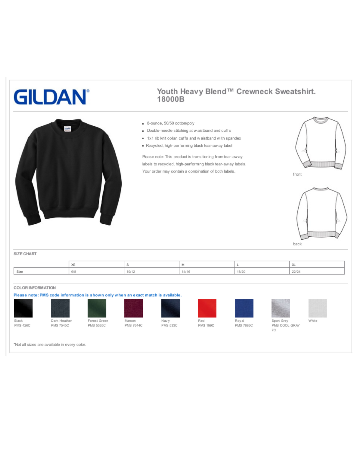 YOUTH UNISEX GILDAN CREWNECK SWEATSHIRT / SSCOC